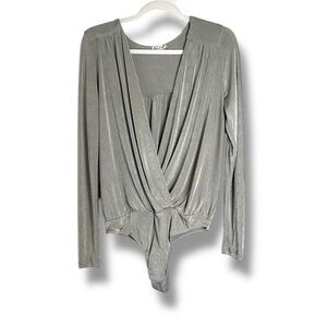 Intimately Free People Turnt Bodysuit Silver Size Large